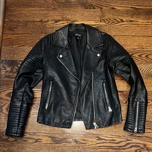 Topshop Black Leather Moto Jacket